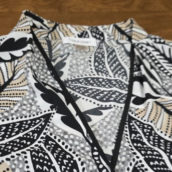 Calvin Klein Leaf Print Women's Top Fall Sleeveless Lightweight Office Career L - Picture 6 of 9
